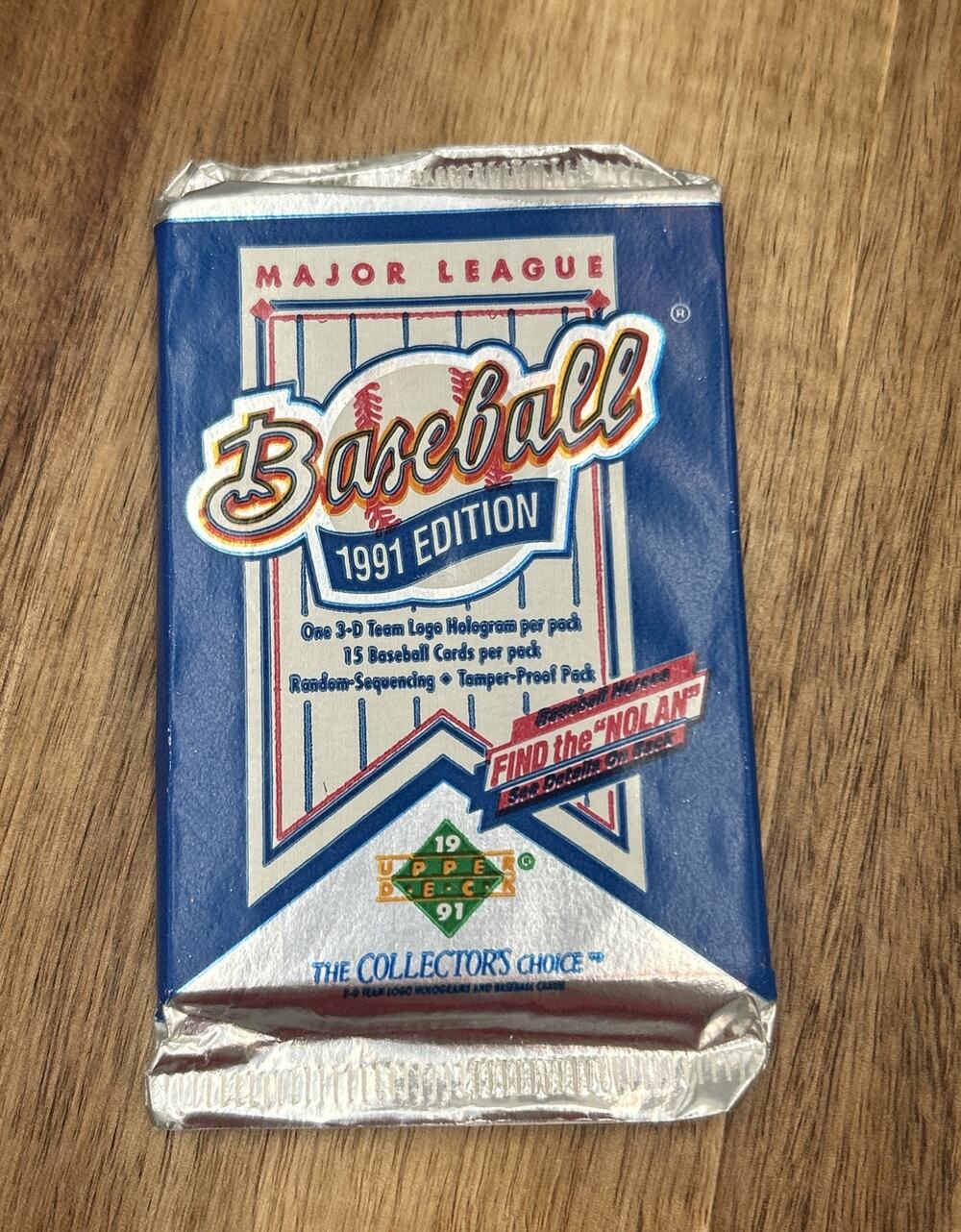 Vintage 1991 Upper Deck Baseball Pack Factory Sealed Find the Nolan MJ SP NOS